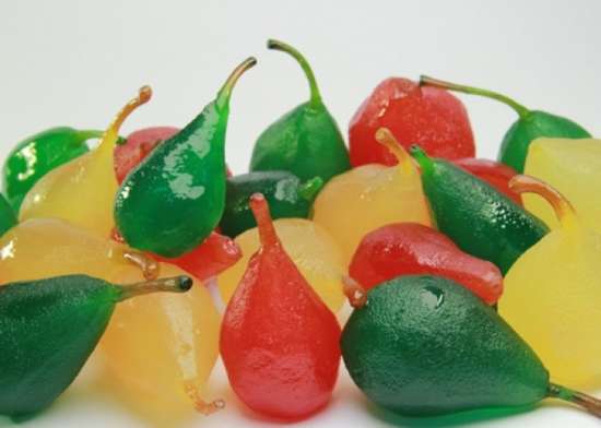 Frutta candita: pere verdi