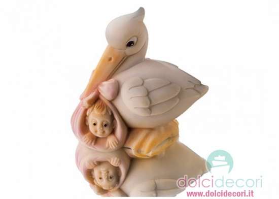 Stampo in silicone cicogna con bebè