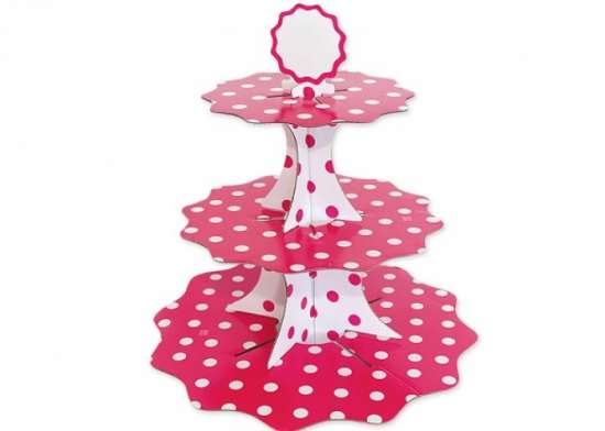 Alzate per dolci pois fucsia/bianco