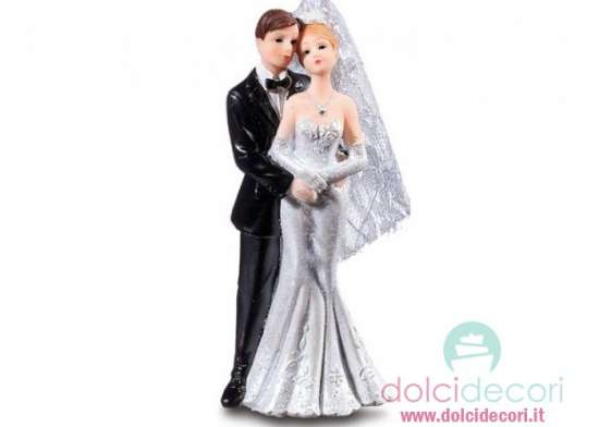Cake topper 25° anniversario sposi argentati